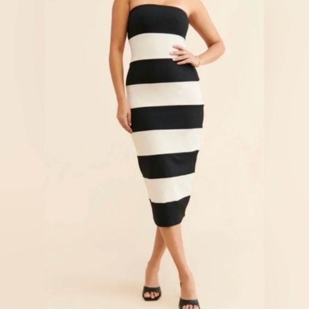 Nwot Revolve Susana Monaco Striped Tube Midi Dress